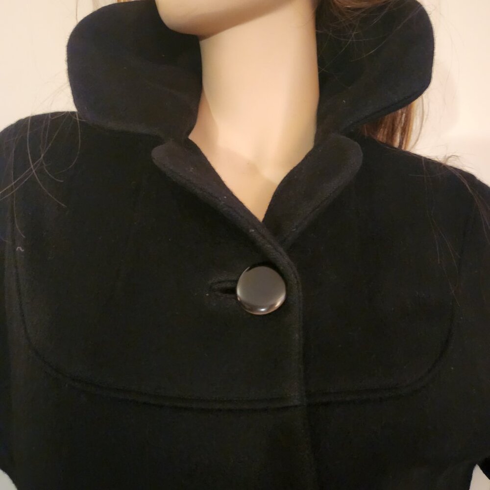 Vintage Princess Black Wool Coat MCM Est Size 2 to 4 Wearable Collectors Item - Picture 5 of 17